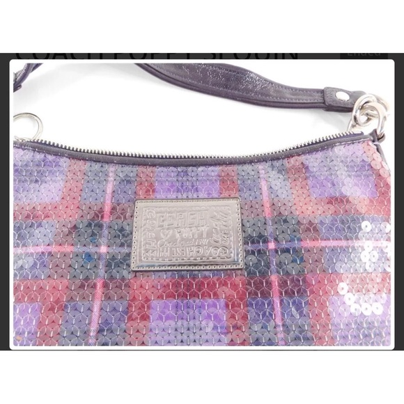 COACH POPPY SEQUIN TARTAN GROOVY BAG 16048 BERRY MULTI COLOR - Picture 11 of 11